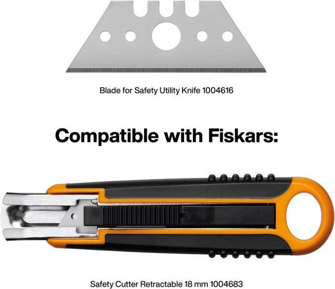 Actual product image Fiskars Replacement blades for safety cutter knife, 18 mm, 10 pieces, 1004616 (Replacement blade)
