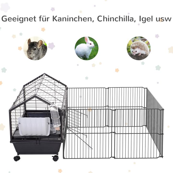 Image du produit PawHut Cage pour cochons d'Inde avec enclos extérieur