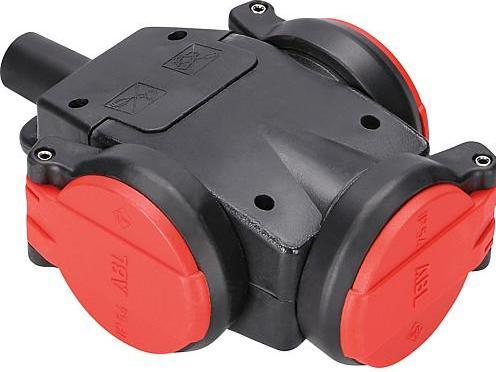 Produktbild ABL SCHUKOultra 3way rubber socket IP54 neon (CEE 7/4)