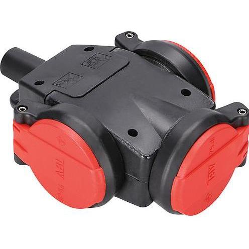Thumbnail - ABL, Netzstecker + Netzkupplung, SCHUKOultra 3way rubber socket IP54 neon (CEE 7/4)