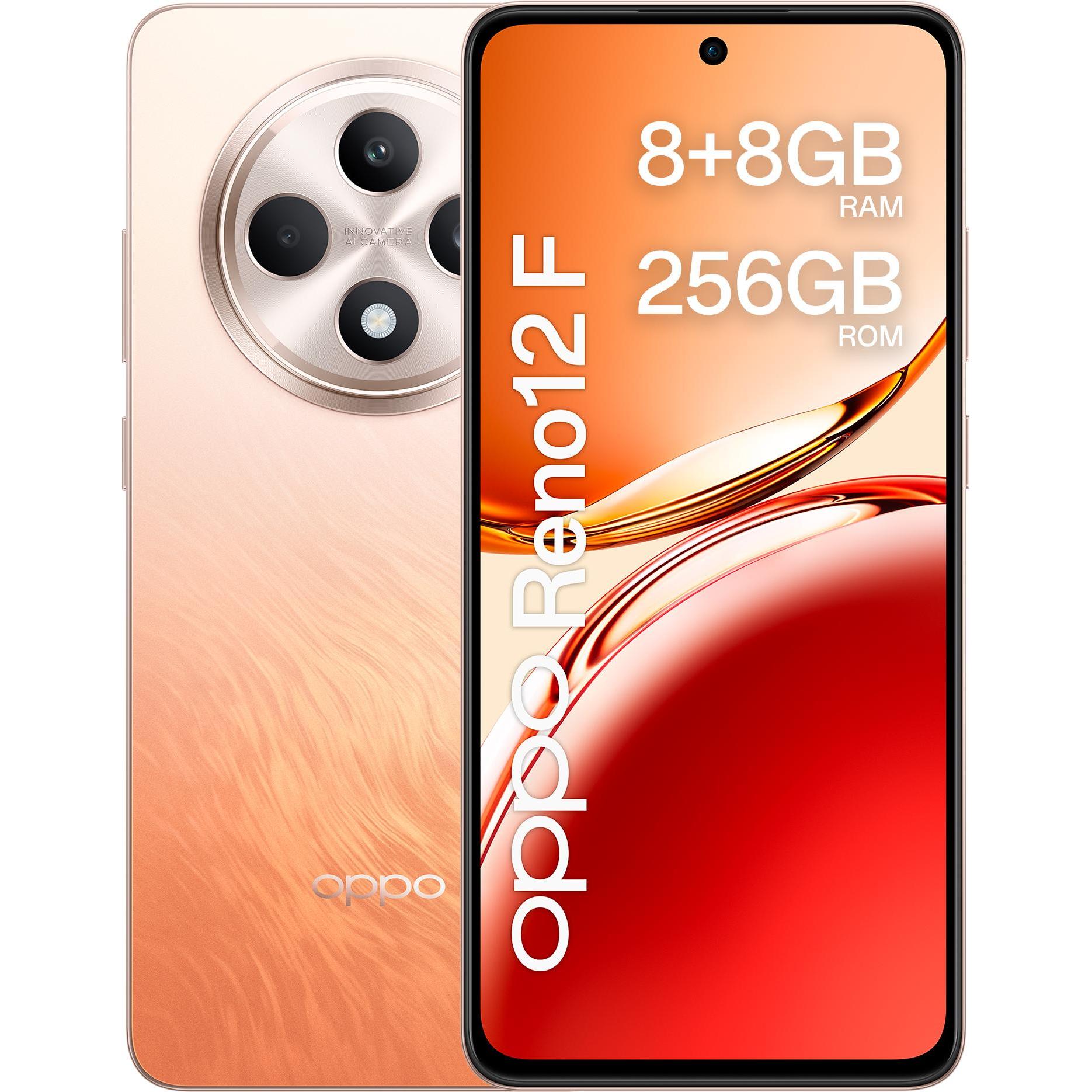 OPPO Reno12 F (256 GB, Amber Orange, 6.67", Dual SIM, 4G), Smartphone, Orange