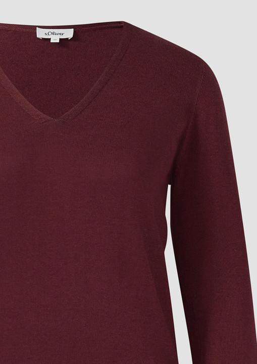 Produktbild S.Oliver Strickpullover Feinstrickpullover mit V-Ausschnitt und Rollkante am Saum (38)