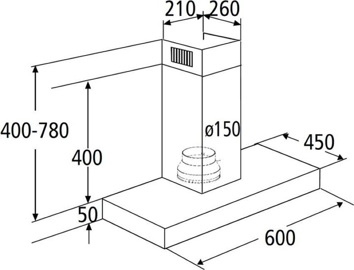 Image du produit PKM 6004BH Dunstabzugshaube 60cm LED Edelstahl Kaminhaube Wandhaube schwarz (Hotte murale)
