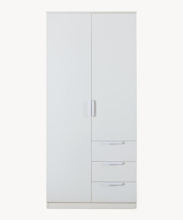 Produktbild En.Casa Kleiderschrank Eiselfing 176x80x52 cm 3 Schubladen Weiss