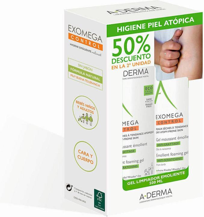Produktbild A-Derma Exomega Gel Moussant żel do codziennej pielęgnacji bardzo suchej i atopowej skóry 2x500ml (Körperlotion, 1000 ml)