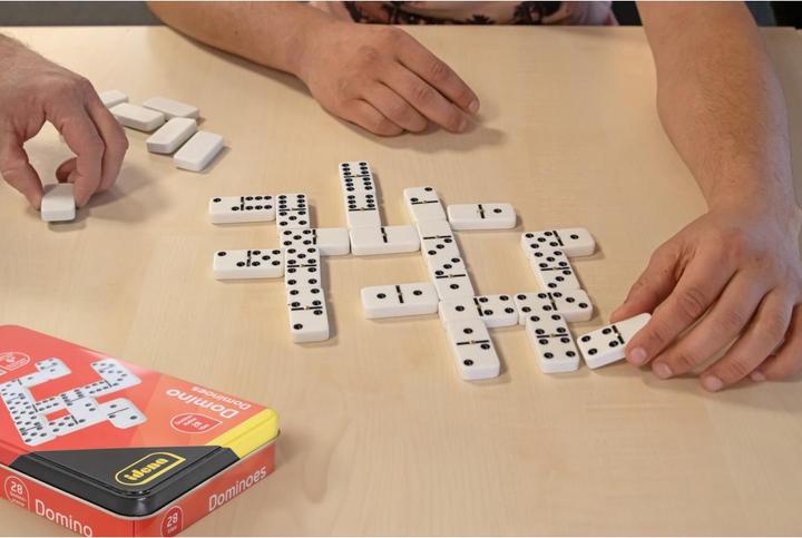 Actual product image Idena Domino game in metal box (German, 2 - 6 Players)