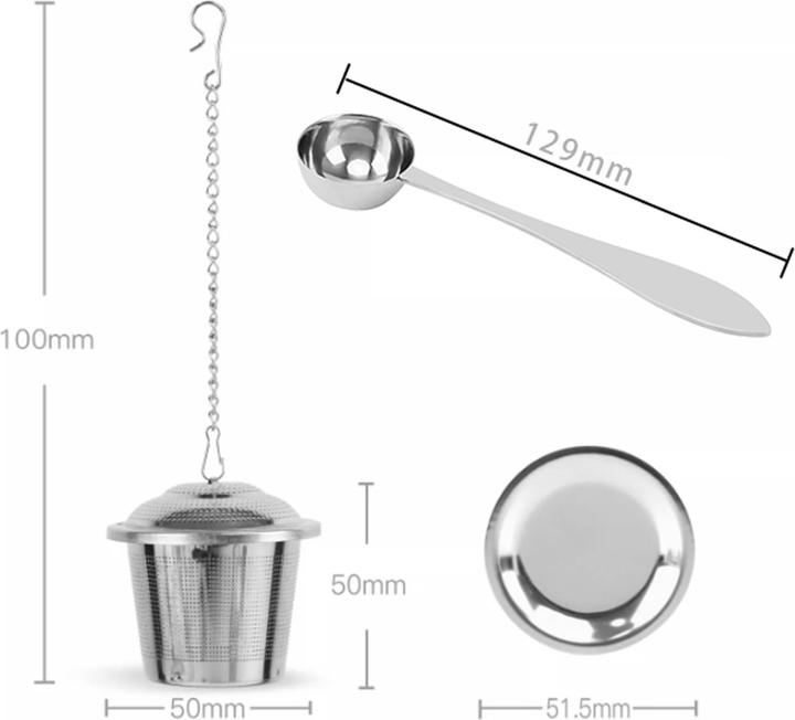 Produktbild Intirilife 5-teiliges Teeset mit Aufgussvorrichtungen und Löffel aus Edelstahl in Silber