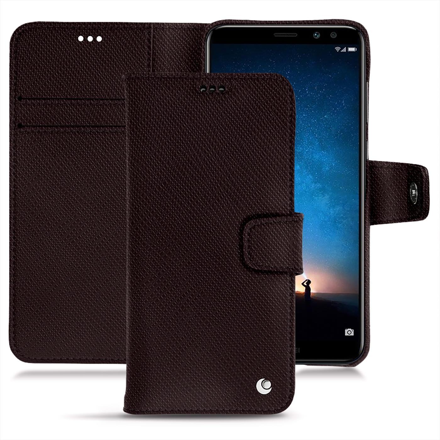 Noreve Lederschutzhülle Wallet (Huawei Mate 10 Lite), Smartphone Hülle, Braun
