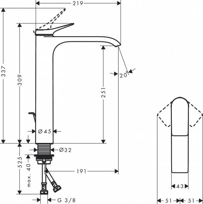 Produktbild hansgrohe VIVENIS 250 Waschtisch Armatur für Waschschüssel, mit Ablaufgarnitur, mattschwarz