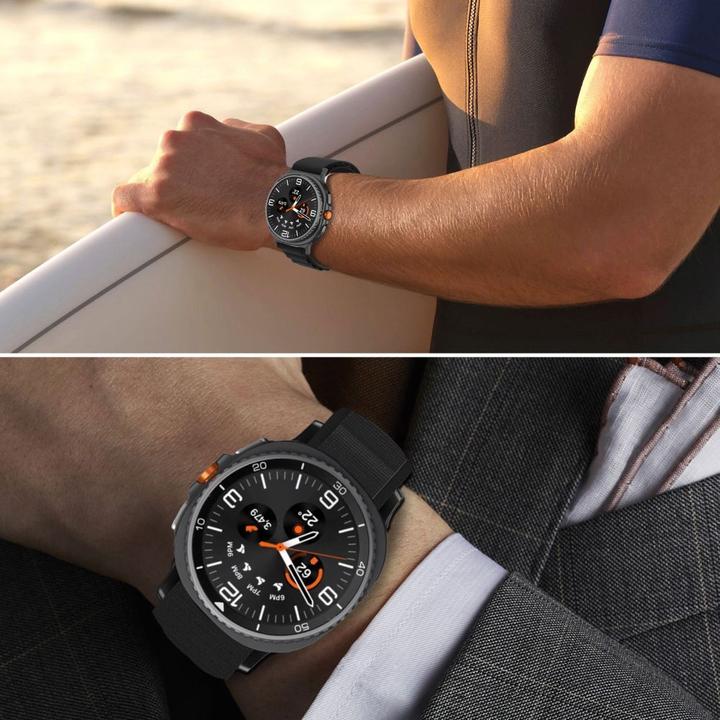 Produktbild Tech-Protect Nylon-Streifenarmband für Samsung Galaxy Watch 40/44/46 mm – Schwarz (Nylon)