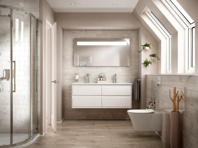 Image du produit Ideal Standard Meuble double vasque Connect Air 134 cm blanc E027201 (460 mm, 1340 mm)