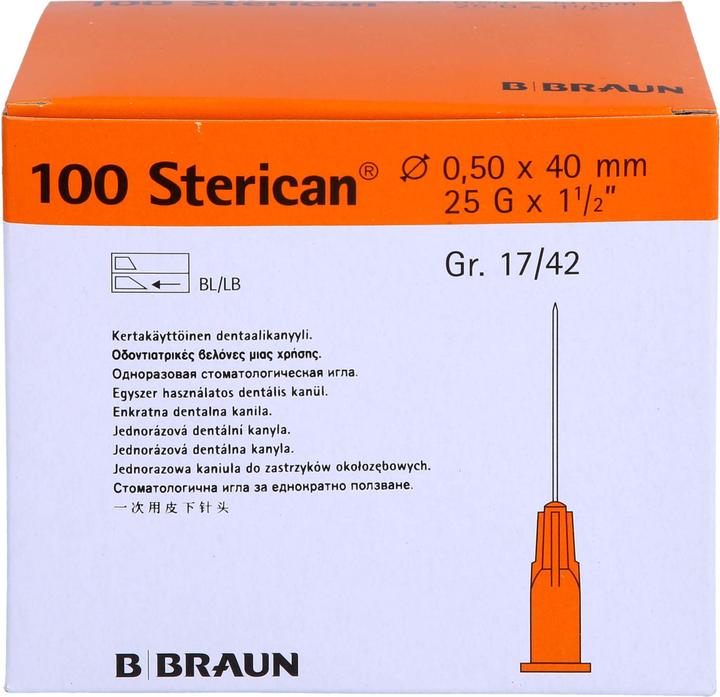 Produktbild B.Braun Nadel Dent 25G 0.50 x 40mm orange Luer, 100 Stück