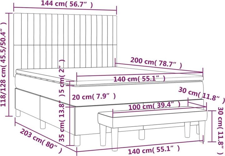 Produktbild vidaXL Boxspringbett (140 x 200 cm)