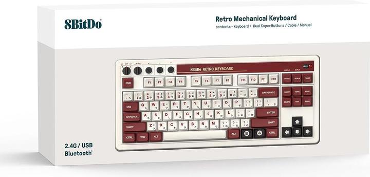 Produktbild 8bitdo 108 Mechanical Keyboard Fami Ed. (US, Kabelgebunden, Kabellos)