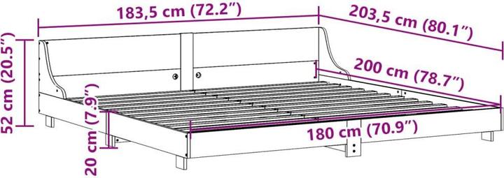 Actual product image vidaXL Bettgestell (180 x 200 cm)
