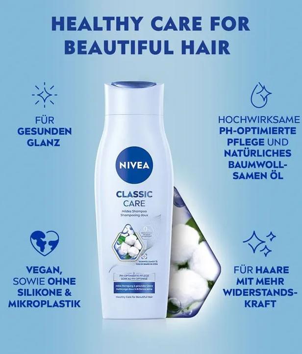 Produktbild NIVEA CLASSIC MILD Shampoo 250 ml (250 ml, Flüssiges Shampoo)