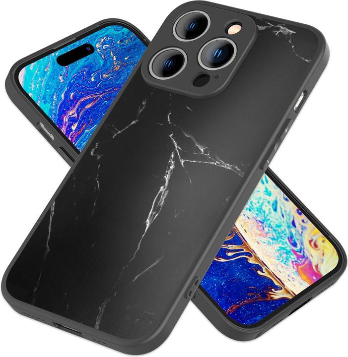NALIA Custodia Rigida compatibile con iPhone X/XS, Marmo Disegno Cover in 9H Vetro Temperato & Silicone Bumper, Protettiva Hard-Case Resistente Copertura Antiurto Sottile, Colore:Oro Grigio