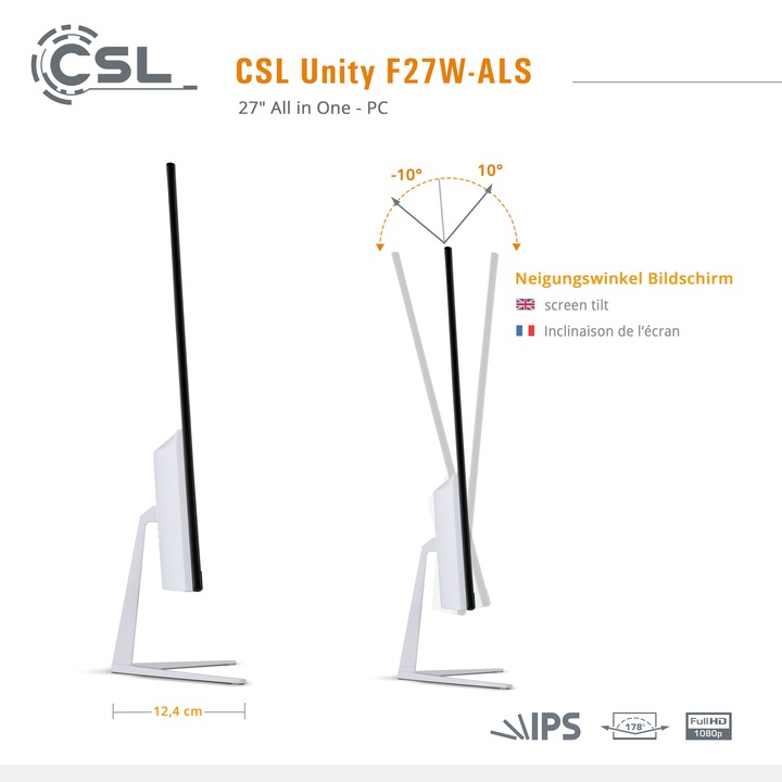 Produktbild CSL All-in-One-PC Unity F27W-ALS 512 GB 16 GB RAM Win 11 Home (Intel N200, 16 GB, 512 GB, Intel UHD Graphics)