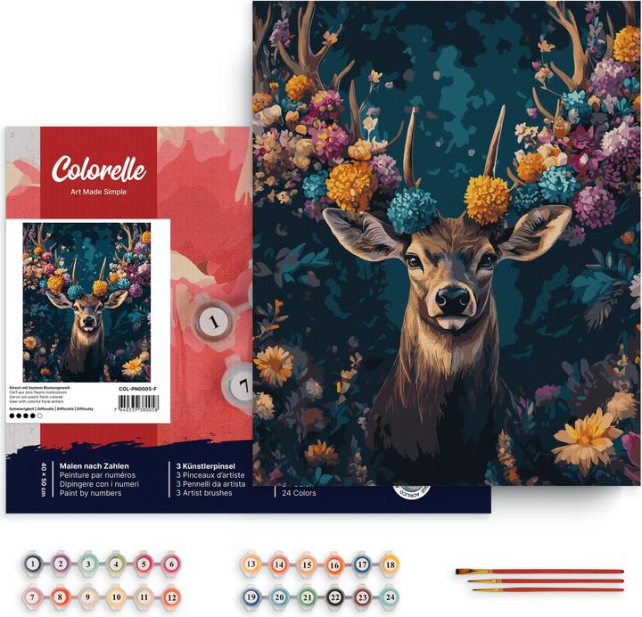 Produktbild Colorelle Malen nach Zahlen: Hirsch mit buntem Blumengeweih