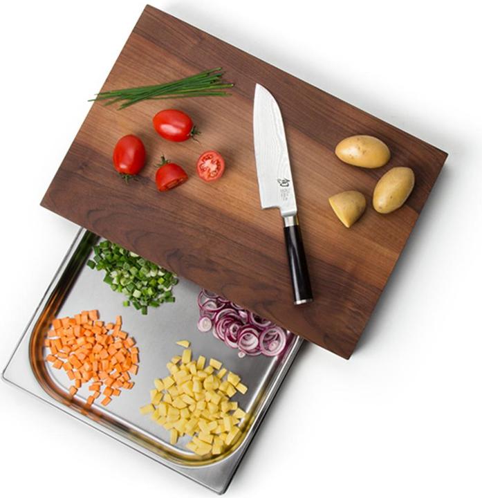 Immagine prodotto Continenta Tagliere in noce con cassetto in acciaio inox, 39x27x6 cm
