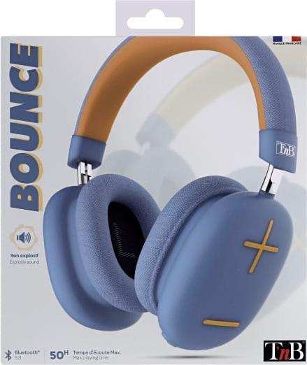 Immagine prodotto T'nB Casque Micro Bluetooth Bounce (Blu/Arancio) (ANC, 50 h, Senza fili)
