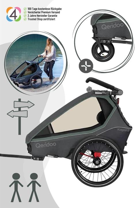 Produktbild Qeridoo Kidgoo 2 - Kinderfahrradanhänger für 2 Kinder