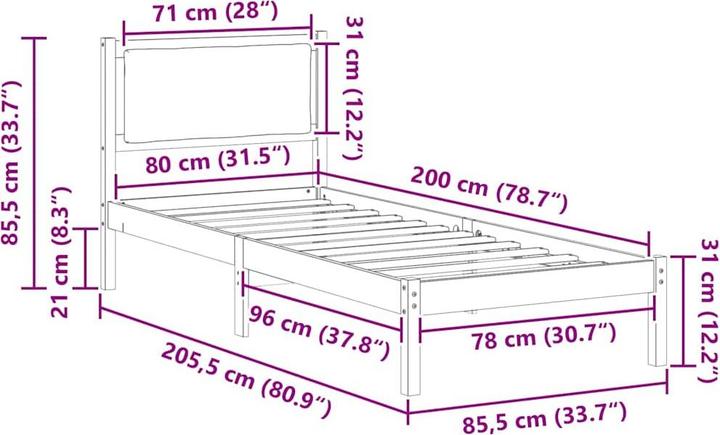 Image du produit vidaXL Bettrahmen (80 x 200 cm)