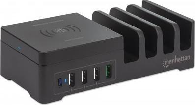 Actual product image Manhattan Power Delivery Charging Station with Qi Wireless Charging Pad (36 W, 5 ports)