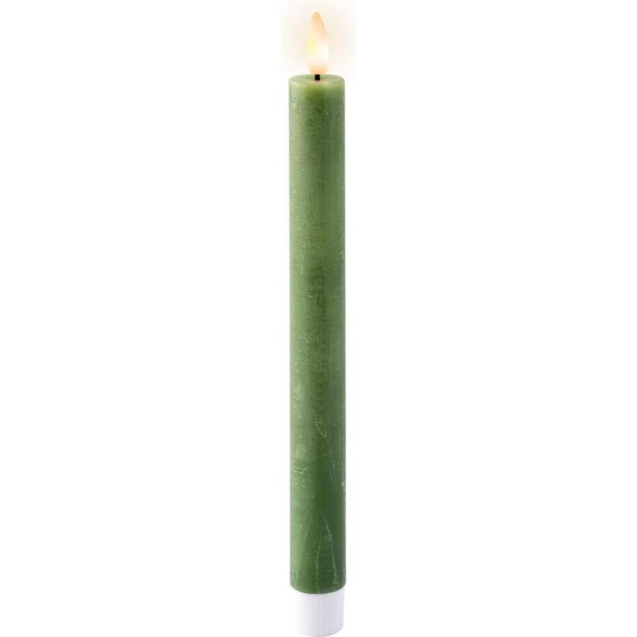 Lumineo, Candela a LED, Led wax candle, green colour, rustic finish, ø2.20x24.50cm, pack2 units (2x)