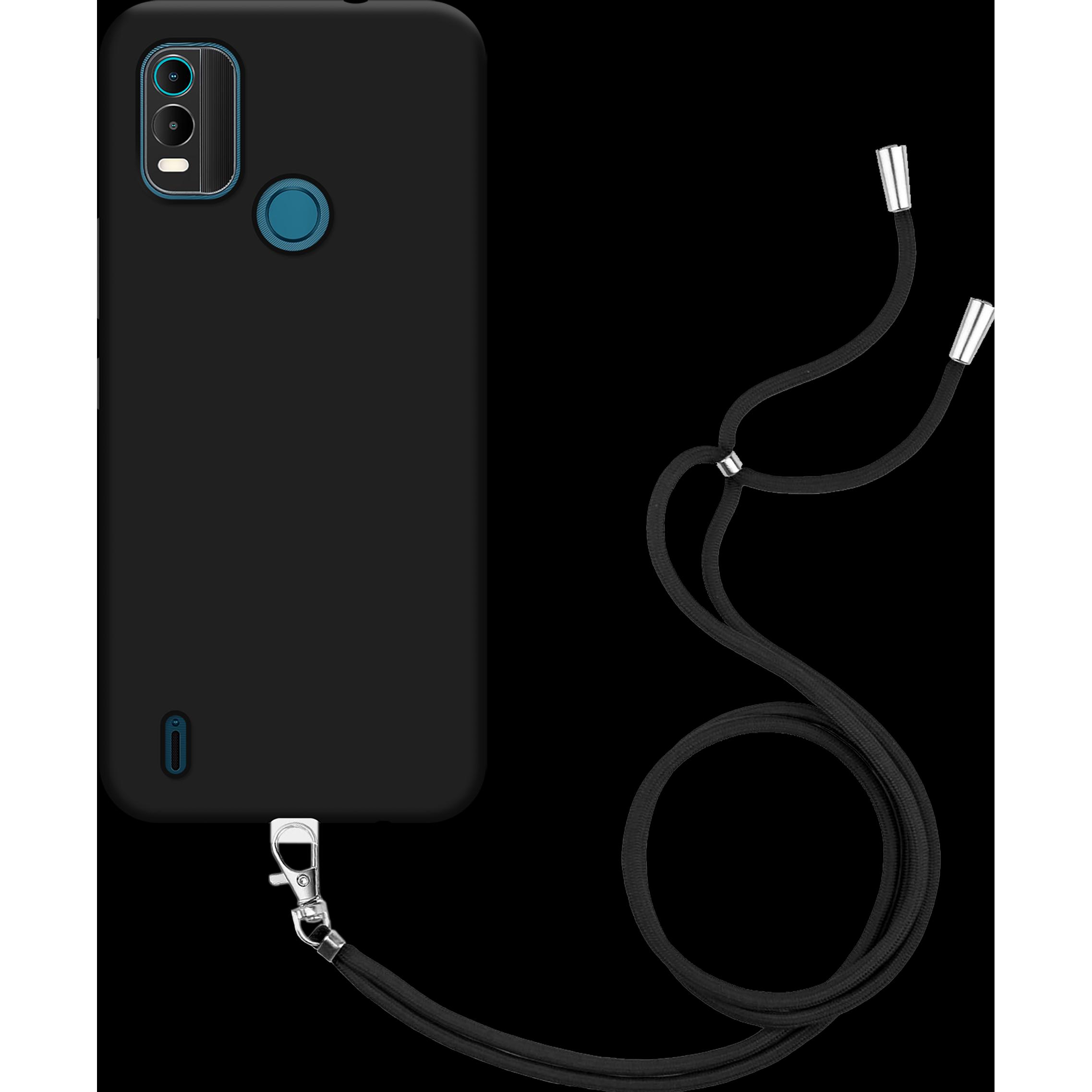 Thumbnail - Cazy Handykette Hülle Kompatibel mit Nokia C21 Plus - Silikon Handyhülle mit Band Necklace Hülle -, Handykette, Schwarz