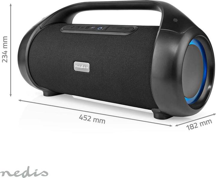 Produktbild Nedis Party Boombox 120W, 9,5h Akku/Bluetooth/ TWS/ RGB (9.50 h, Batteriebetrieb)