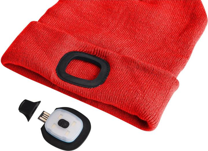 Produktbild Sixtol Cap mit Stirnlampe 180lm, wiederaufladbar, USB, Universalgrösse, Baumwolle/PE, rot (180 lm)
