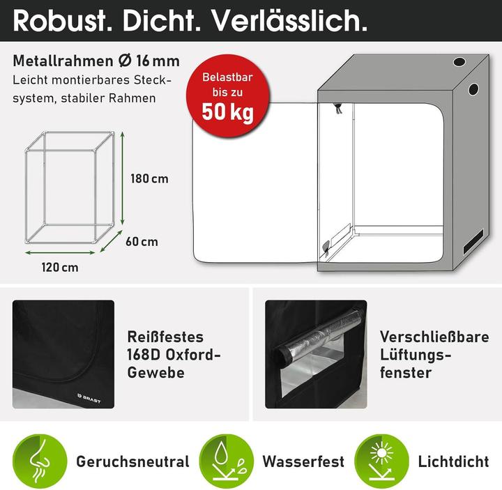 Produktbild Brast Growzelt Komplettset mit LED & Belüftungssystem