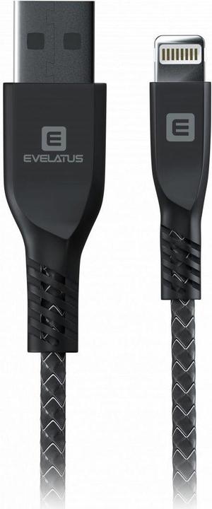 Image du produit Evelatus Câble USB Cable Lightning 1m Data Cable MFI02 Black MFi Licensed (1 m, USB 3.0)