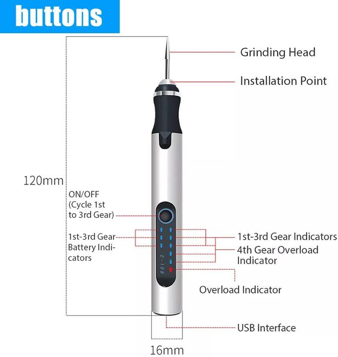Image du produit DriSubt Stylo à graver USB UG-300 ST avec graveur rechargeable 8 W | Stylo à graver