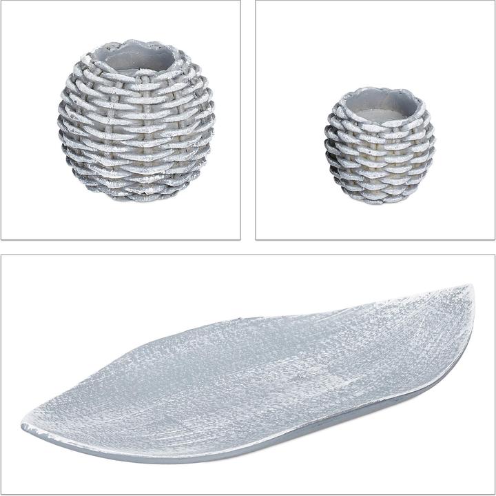 Immagine prodotto Relaxdays Vassoio portacandele grigio (3x)