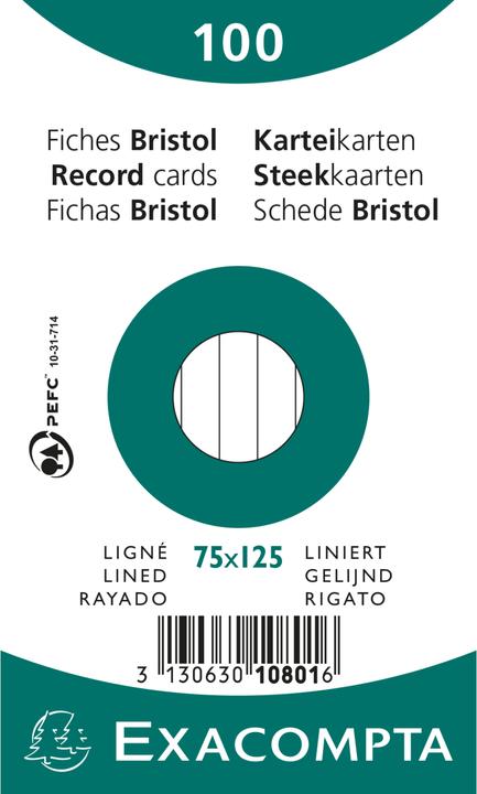 Actual product image Exacompta Index cards (75 x 125 mm, 205 g/m², 100 x)