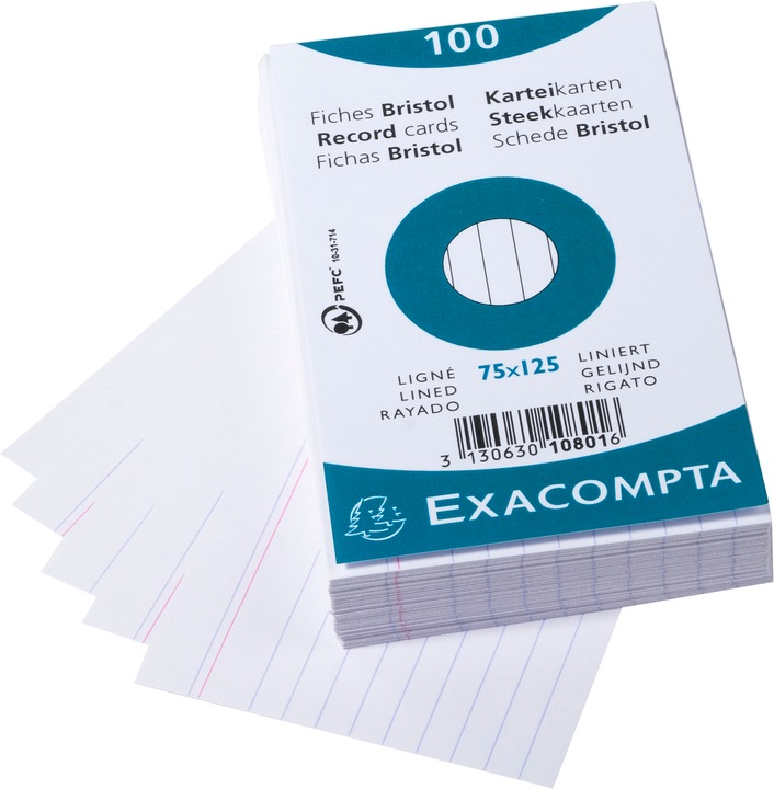 Produktbild Exacompta Karteikarten (75 x 125 mm, 205 g/m², 100 x)