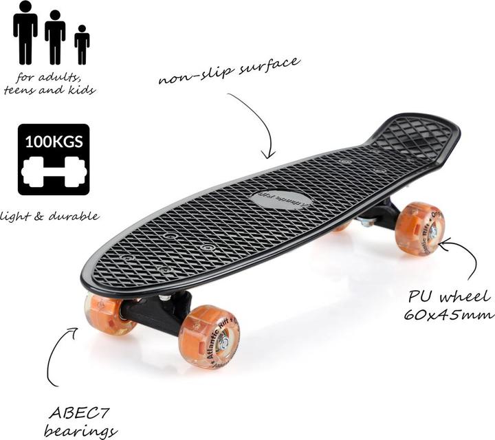 Produktbild Monzana Skateboard Mini Cruiser 57cm LED Vintage (22.44")