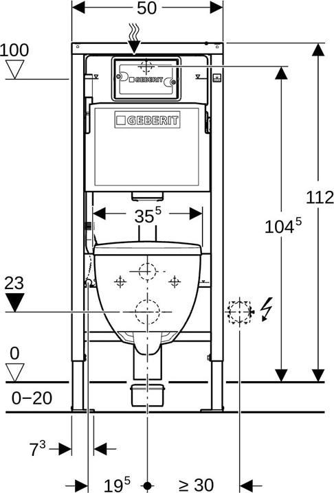 Produktbild Geberit Hanging toilet set, 12 cm x 50 cm