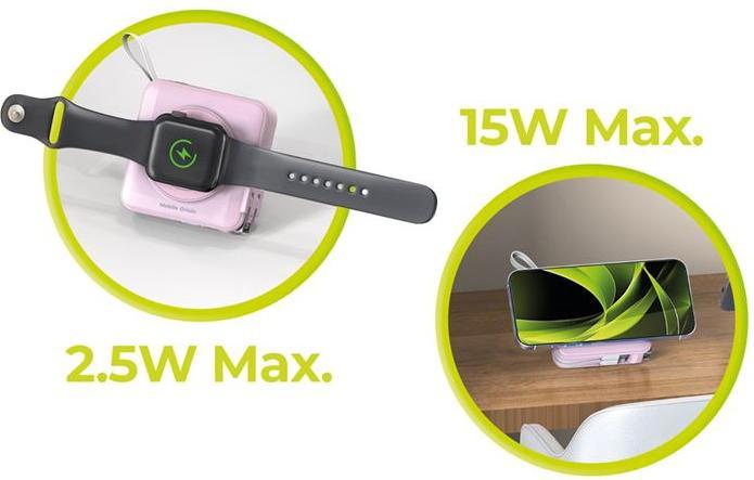 Image du produit Mobile Origin Powerbank & Travel Charger Lightning/USB-C Cable MagSafe/AW/iPhone Compatible pink Powerbank - P... (10000 mAh)