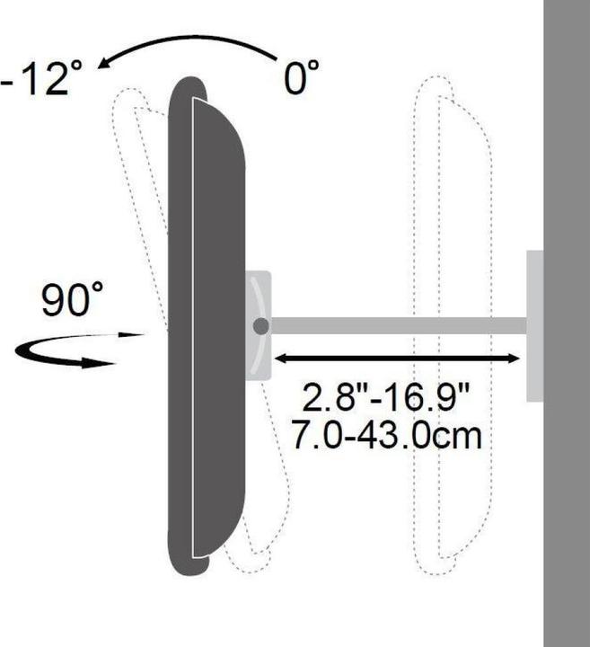 Image du produit Techly Support mural Full Motion (Mur, 70 kg, 23" - 55")