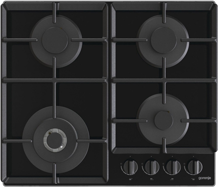 Actual product image Gorenje Hob GTW641EB Gas on glass, Number of burners/cooking zones 4, Mechanical, Juodas