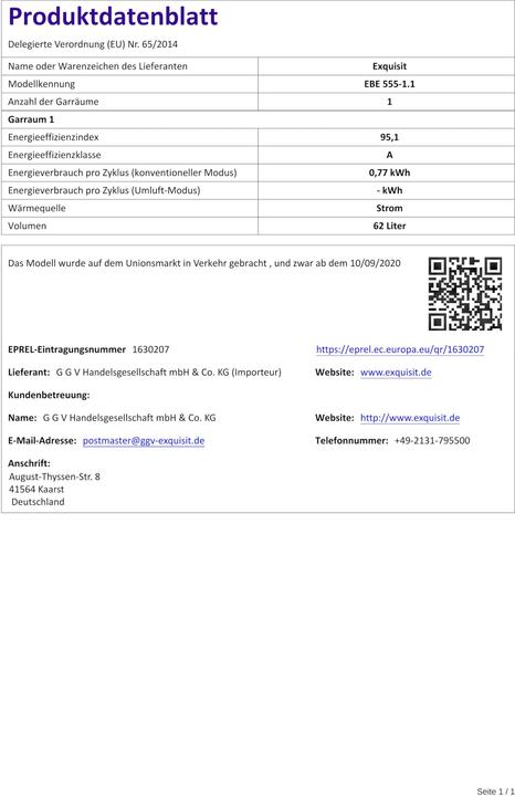 Produktbild Exquisit EBE 555-1.1 Elektro-Einbaubackofen