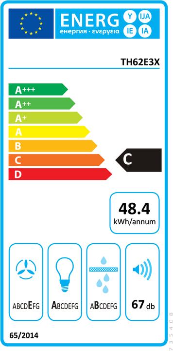 Energie-Label Gorenje TH62E3X Dunstabzugshaube Eingebaut Edelstahl ³/h C (Flachschirmhaube)