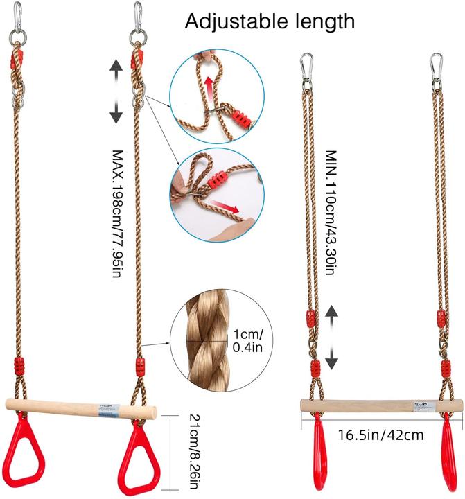 Produktbild Pellor Multifunktions Kinderholz Trapeze Schaukel Rot