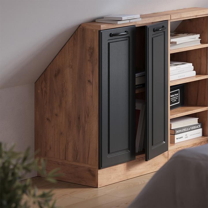 Produktbild Vichy Dachschrägenschrank Rion, Goldkraft Eiche/Anthrazit Landhaus, mit 2 Türen (46 x 60 x 81.60 cm)