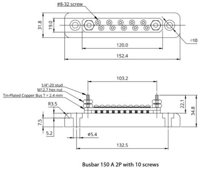 Produktbild Victron Energy Sammelschiene 150A 2 + 10 mit Cover (Verteiler)