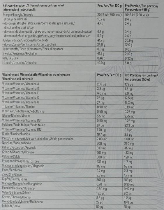 Valeurs nutritives et ingrédients Moltein Plus 2.5 (6x50g) + ISOMIX (12x13.5g) (1 pcs, Poudre, 711 g)