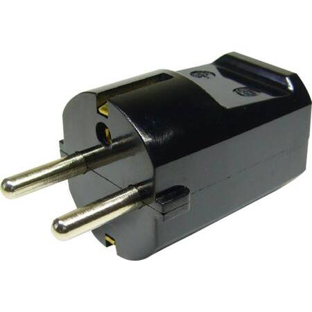 Teknisk Belysnings Industri Stecker schuko rund gerade mit Schutzkontakt 16A 250V Kunststoff schwarz, Elektronikkabel + ...